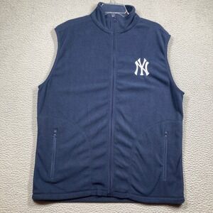 New York Yankees Fleece Vest Mens XL Navy Blue Full Zip Mock Neck MLB Baseball